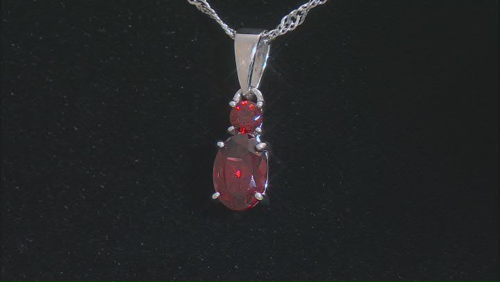 Red Garnet Rhodium Over Sterling Silver Pendant With Chain 0.94ctw Video Thumbnail