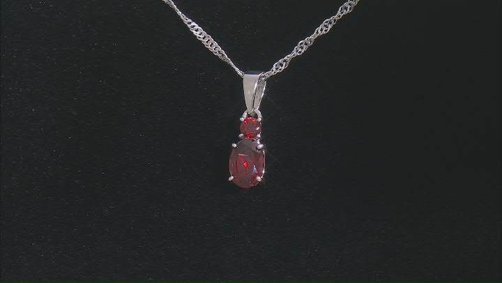 Red Garnet Rhodium Over Sterling Silver Pendant With Chain 0.94ctw Video Thumbnail