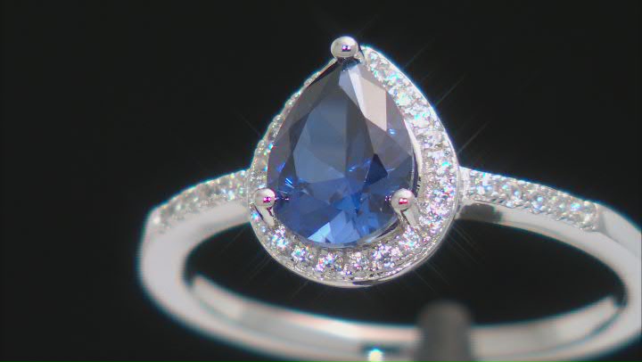Blue Lab Created Sapphire Rhodium Over Sterling Silver Ring 1.41ctw Video Thumbnail