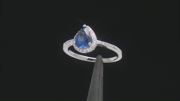 Blue Lab Created Sapphire Rhodium Over Sterling Silver Ring 1.41ctw Video Thumbnail