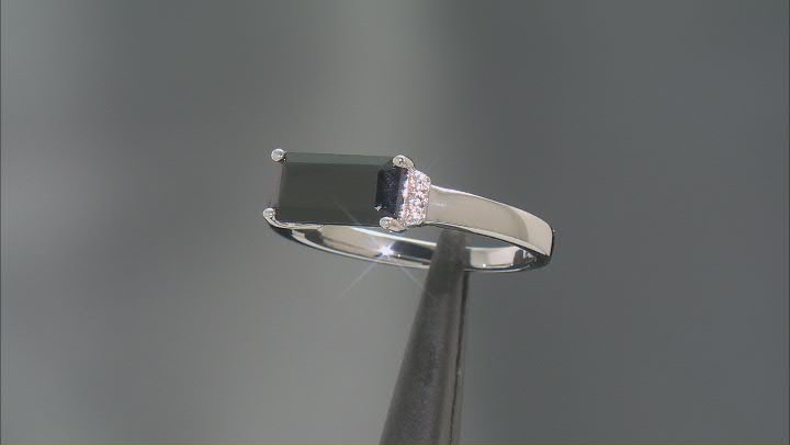 Black Spinel Rhodium Over Sterling Silver Band Ring 1.28ctw Video Thumbnail
