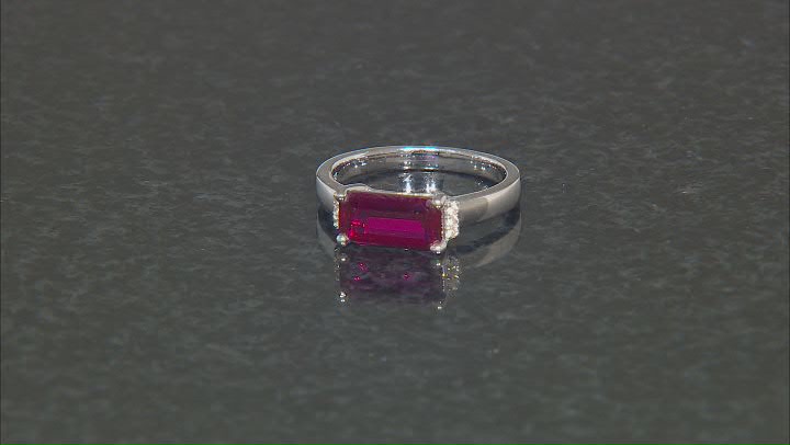 Red Lab Created Ruby Rhodium Over Sterling Silver Band Ring 1.39ctw Video Thumbnail