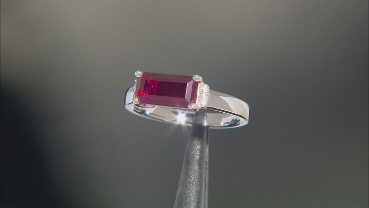 Red Lab Created Ruby Rhodium Over Sterling Silver Band Ring 1.39ctw Video Thumbnail