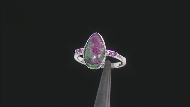Multicolor Ruby-In-Zoisite Rhodium Over Sterling Silver Ring 0.12ctw Video Thumbnail