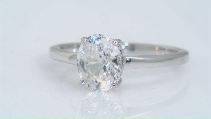 White Zircon Rhodium Over Sterling Silver Solitaire Ring 2.50ct Video Thumbnail