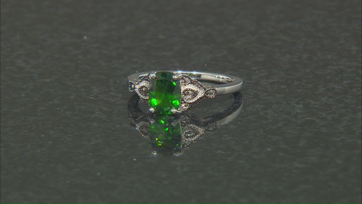 Green Chrome Diopside Rhodium Over Sterling Silver Ring 1.22ctw Video Thumbnail