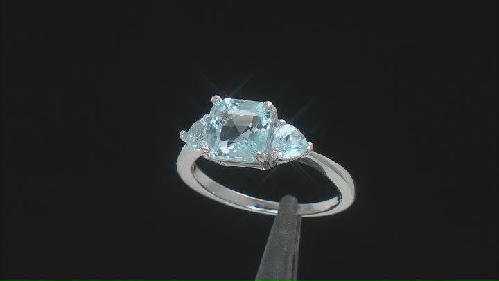 Sky Blue Topaz Rhodium Over Silver 3-Stone Ring 2.20ctw Video Thumbnail
