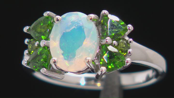 Multicolor Ethiopian Opal Rhodium Over Silver Ring 1.76ctw Video Thumbnail