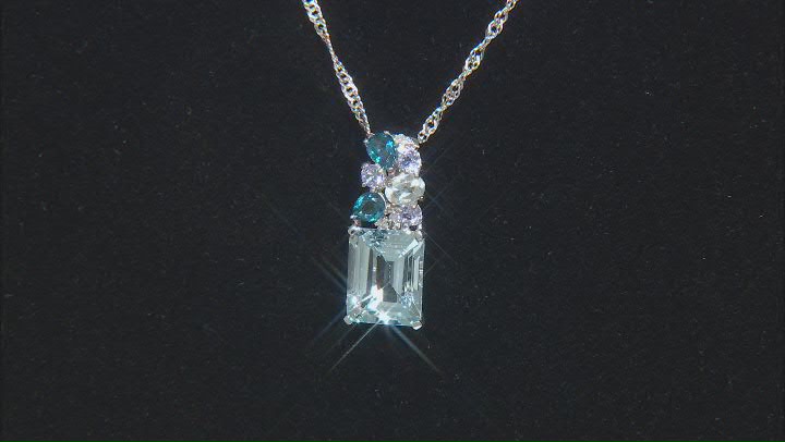 Sky Blue Topaz Rhodium Over Silver Pendant with Chain 4.19ctw Video Thumbnail
