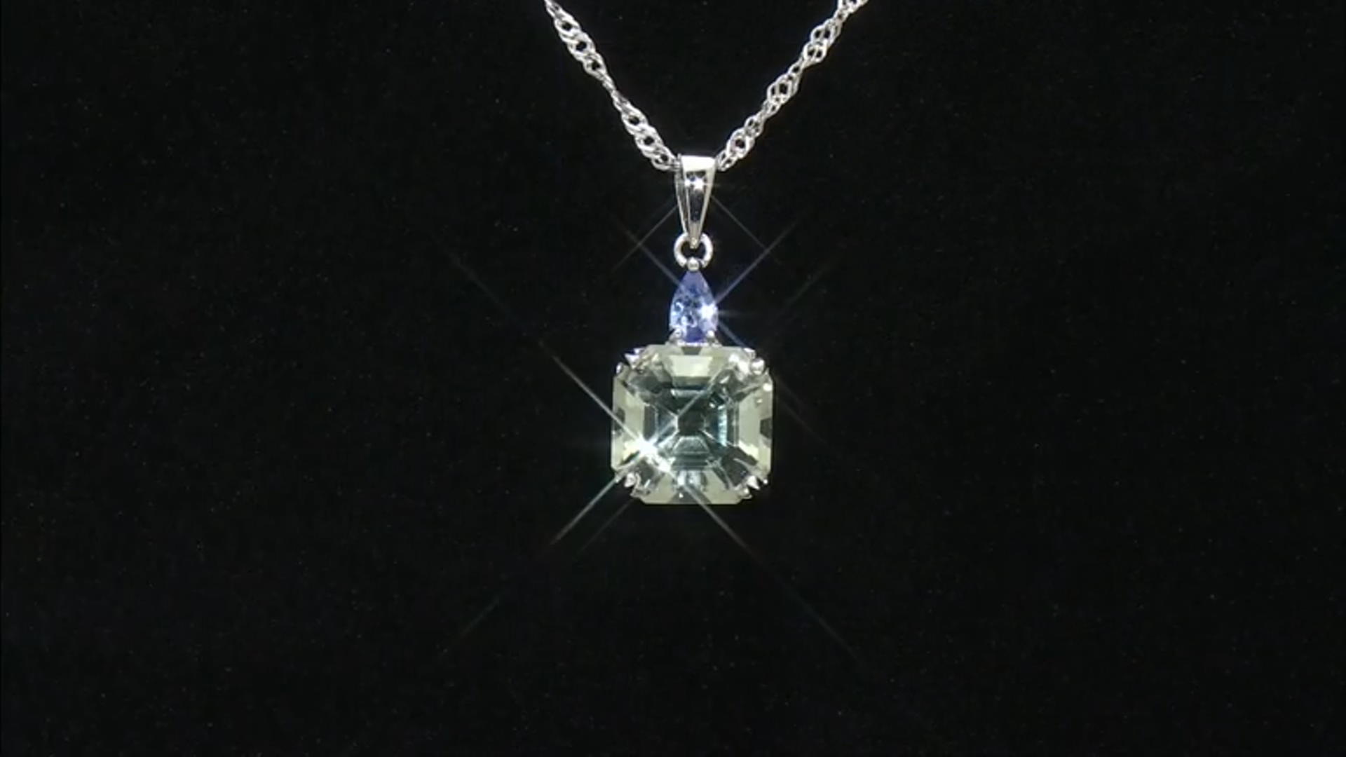 Green Prasiolite Rhodium Over Silver Pendant With Chain 3.86ctw Video Thumbnail