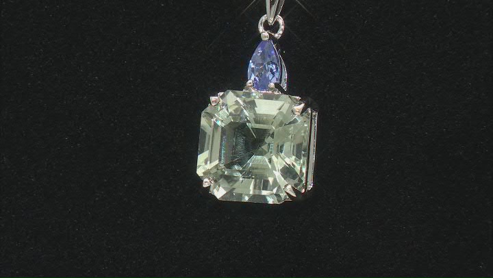 Green Prasiolite Rhodium Over Silver Pendant With Chain 3.86ctw Video Thumbnail