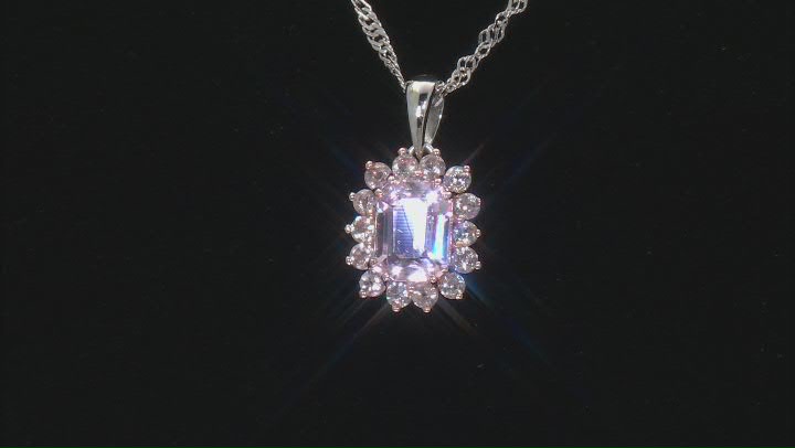 Pink Kunzite with Color Shift Garnet Rhodium Over Sterling Silver Pendant with Chain 2.43ctw Video Thumbnail