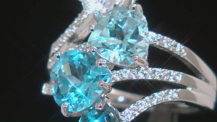 London Blue Topaz Rhodium Over Sterling Silver Ring 7.19ctw Video Thumbnail