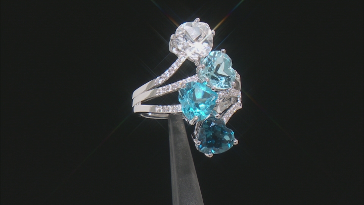 London Blue Topaz Rhodium Over Sterling Silver Ring 7.19ctw Video Thumbnail