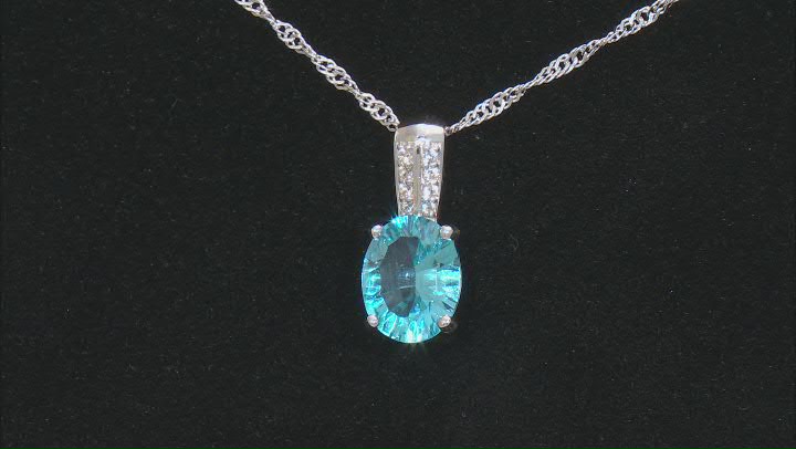Swiss Blue Topaz Rhodium Over Sterling Silver Pendant With Chain 2.96ctw Video Thumbnail