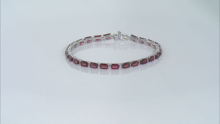 Red Garnet Rhodium Over Sterling Silver Tennis Bracelet 16.12ctw Video Thumbnail