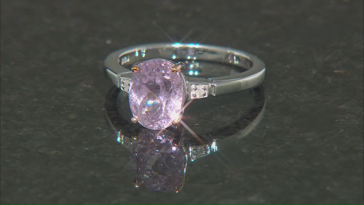 Pink kunzite Rhodium Over Sterling Silver Ring 2.23ctw Video Thumbnail