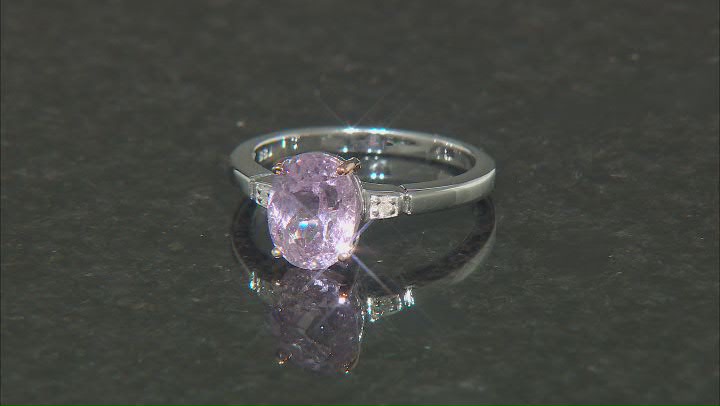 Pink kunzite Rhodium Over Sterling Silver Ring 2.23ctw Video Thumbnail