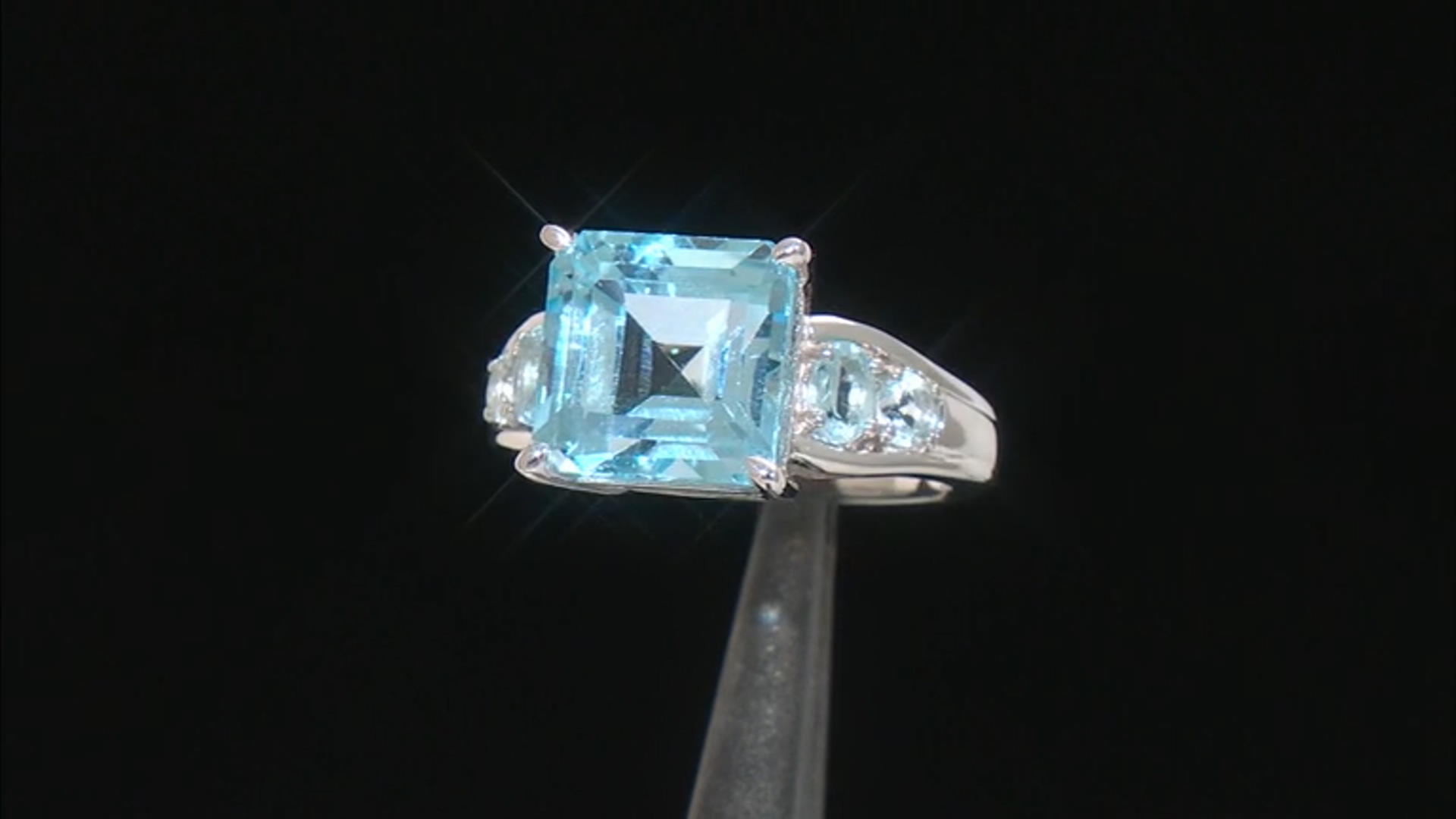 Sky Blue Topaz Rhodium Over Sterling Silver Ring 5.87ctw Video Thumbnail