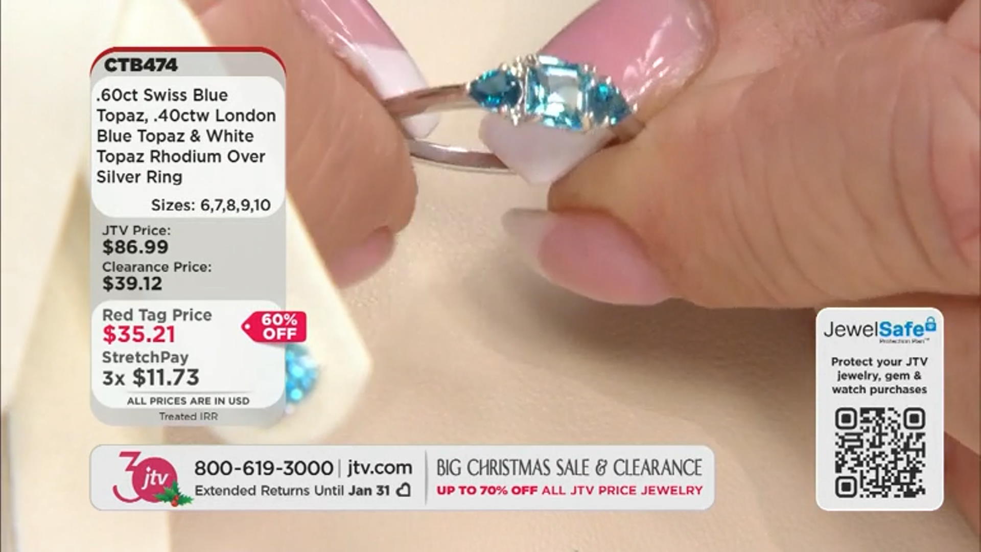 Swiss Blue Topaz Rhodium Over Silver Ring 1.02ctw Video Thumbnail