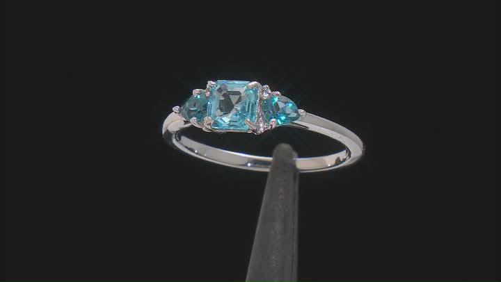 Swiss Blue Topaz Rhodium Over Silver Ring 1.02ctw Video Thumbnail