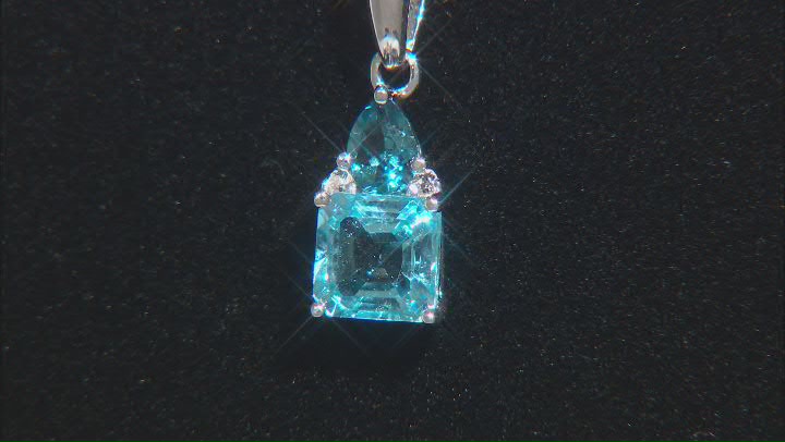 Swiss Blue Topaz Rhodium Over Silver Pendant with Chain 0.81ctw Video Thumbnail