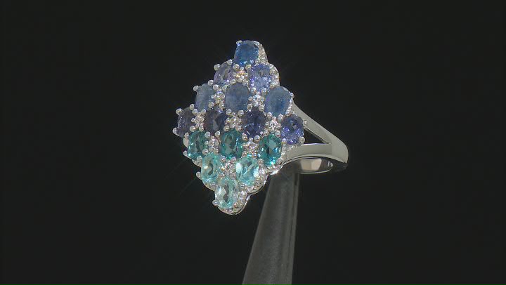Blue Mahaleo(R) Sapphire Rhodium Over Sterling Silver Ring 2.63ctw Video Thumbnail