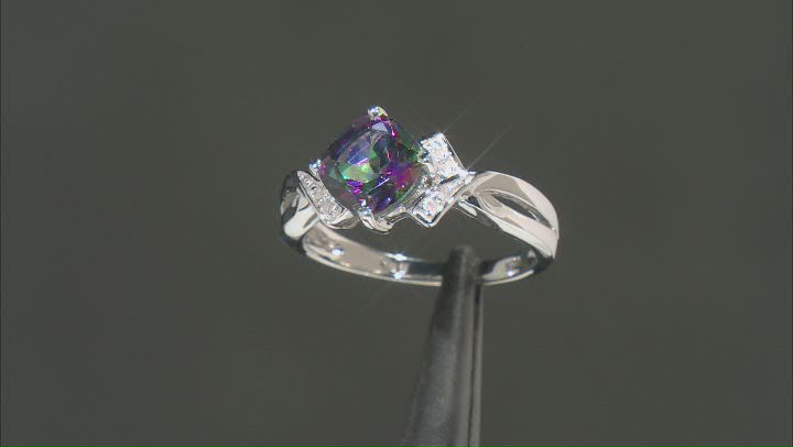 Mystic Fire® Green Topaz Rhodium Over Sterling Silver Ring 1.60ctw Video Thumbnail