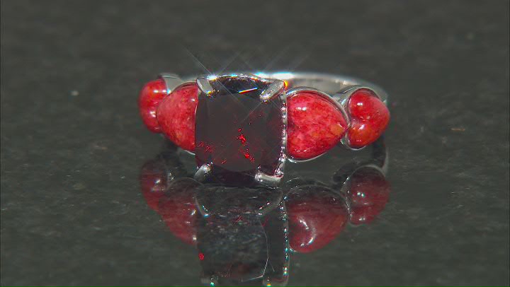 Red Garnet Rhodium Over Sterling Silver Ring 3.00ct Video Thumbnail