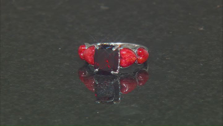 Red Garnet Rhodium Over Sterling Silver Ring 3.00ct Video Thumbnail