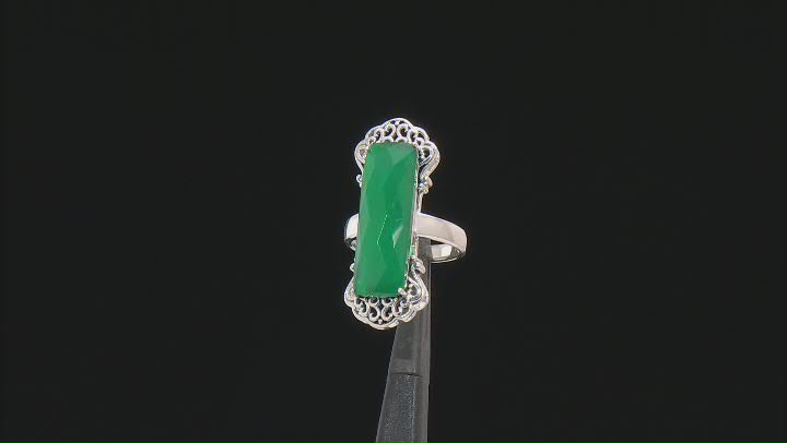 Green Onyx Rhodium Over Sterling Silver Ring 7.48ct Video Thumbnail
