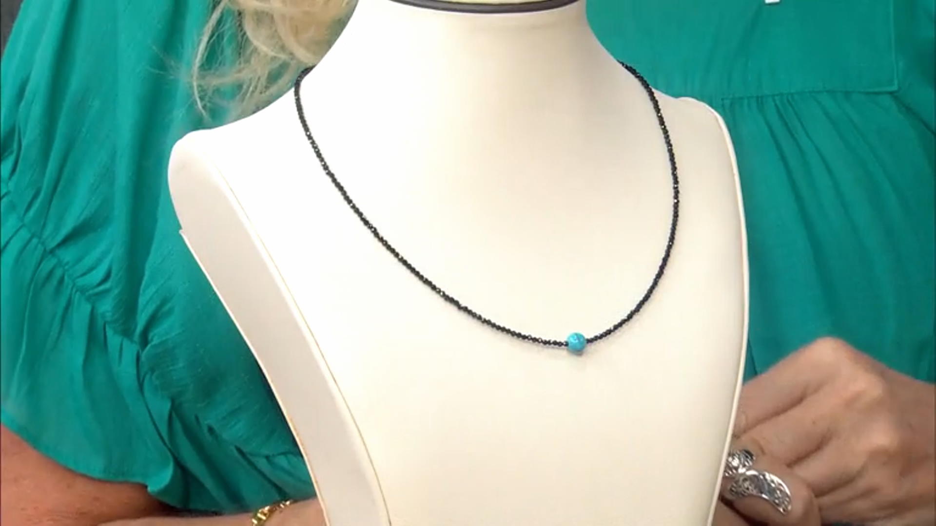 Black Spinel Rhodium Over Sterling Silver Beaded Necklace Video Thumbnail