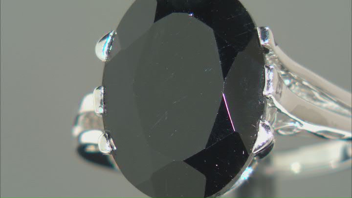 Black Spinel Rhodium Over Sterling Silver Ring 10.50ct Video Thumbnail