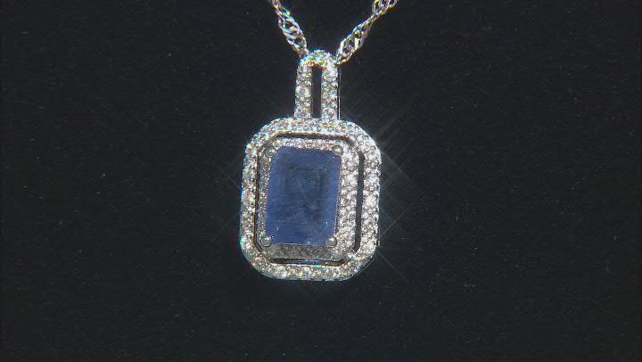 Blue Mahaleo® Sapphire Rhodium Over Sterling Silver Pendant With Chain 2.44ctw Video Thumbnail