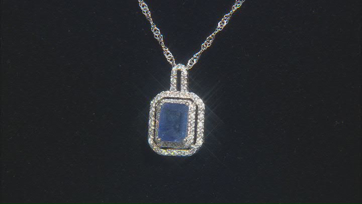 Blue Mahaleo® Sapphire Rhodium Over Sterling Silver Pendant With Chain 2.44ctw Video Thumbnail