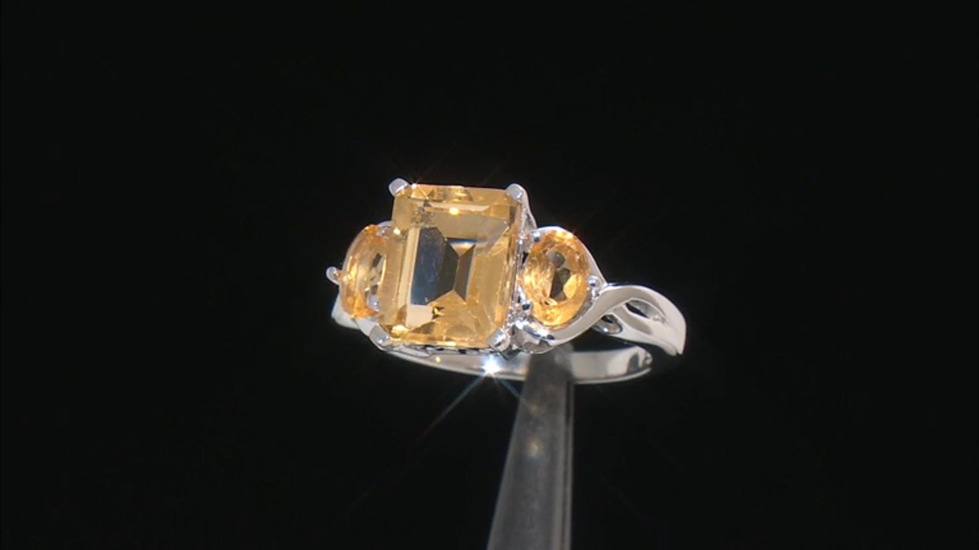 Yellow Citrine Rhodium Over Sterling Silver ring 4.00ctw Video Thumbnail
