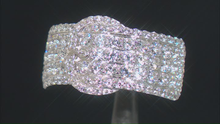 White Zircon Rhodium Over Sterling Silver Buckle Ring 1.93ctw Video Thumbnail