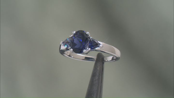 Purple Iolite Rhodium Over Sterling Silver 3-Stone Ring 1.18ctw Video Thumbnail