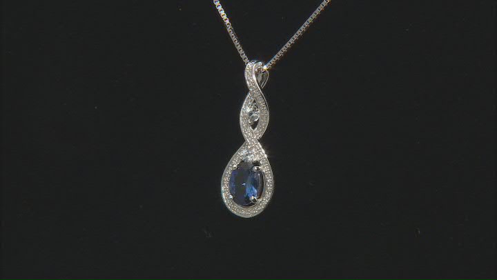 Blue Lab Created Sapphire Rhodium Over Sterling Silver Pendant With Chain 0.83ctw Video Thumbnail