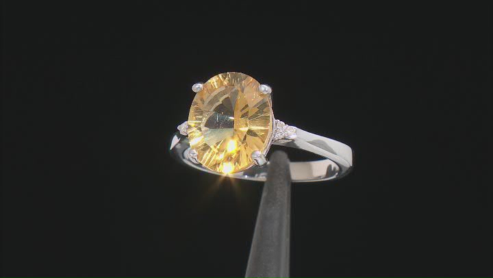 Yellow Citrine Rhodium Over Sterling Silver Solitaire Ring 3.53ctw Video Thumbnail