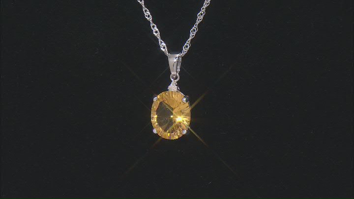 Yellow Citrine Rhodium Over Sterling Silver Pendant With Chain 3.51ctw Video Thumbnail