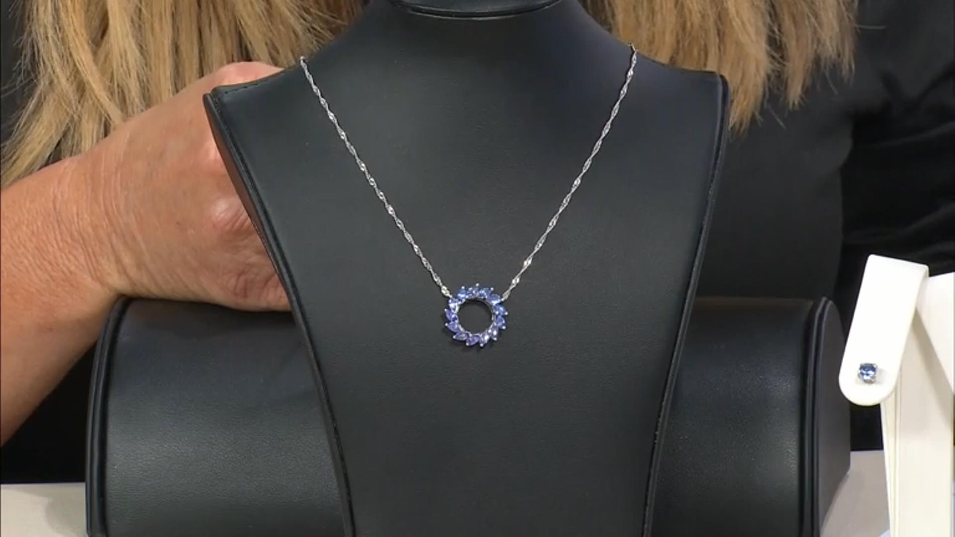 Blue Tanzanite Platinum Over Sterling Silver Circle Of Life Necklace 1.58ctw Video Thumbnail