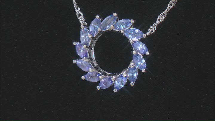 Blue Tanzanite Platinum Over Sterling Silver Circle Of Life Necklace 1.58ctw Video Thumbnail