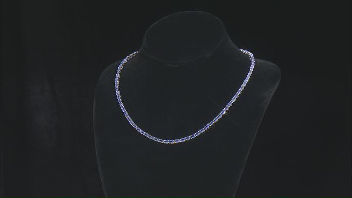 Blue Tanzanite Rhodium Over Sterling Silver Tennis Necklace 17.61ctw Video Thumbnail