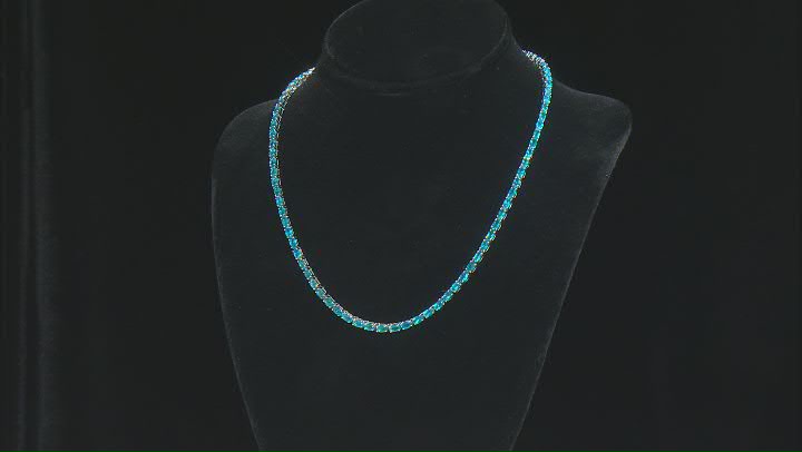 Neon Apatite Rhodium Over Sterling Silver Tennis Necklace 18.65ctw Video Thumbnail
