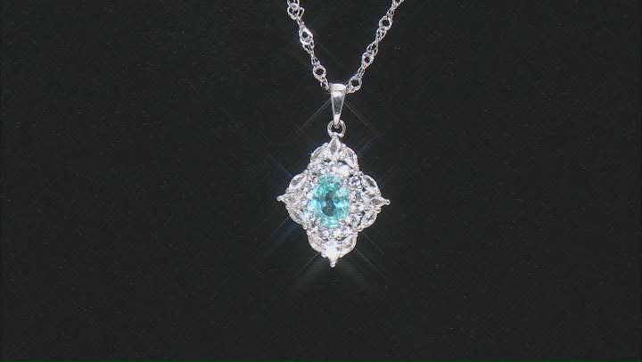 Blue Zircon Rhodium Over Silver Pendant With Chain 1.79ctw Video Thumbnail
