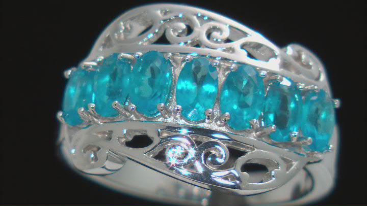 Blue Apatite Rhodium Over Sterling Silver Ring 1.43ctw Video Thumbnail