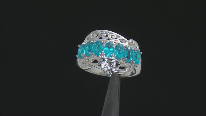 Blue Apatite Rhodium Over Sterling Silver Ring 1.43ctw Video Thumbnail