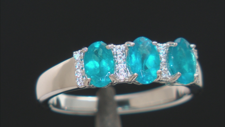 Blue Apatite Rhodium Over Sterling Silver Ring 1.16ctw Video Thumbnail
