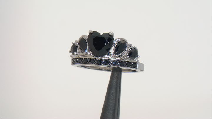 Black Spinel Rhodium Over Sterling Silver Ring 2.74ctw Video Thumbnail